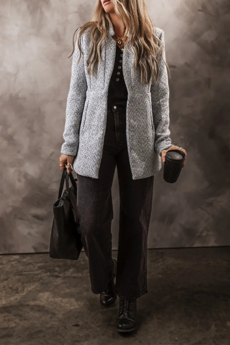 Open Front Long Sleeve Jacket - CELIVINE