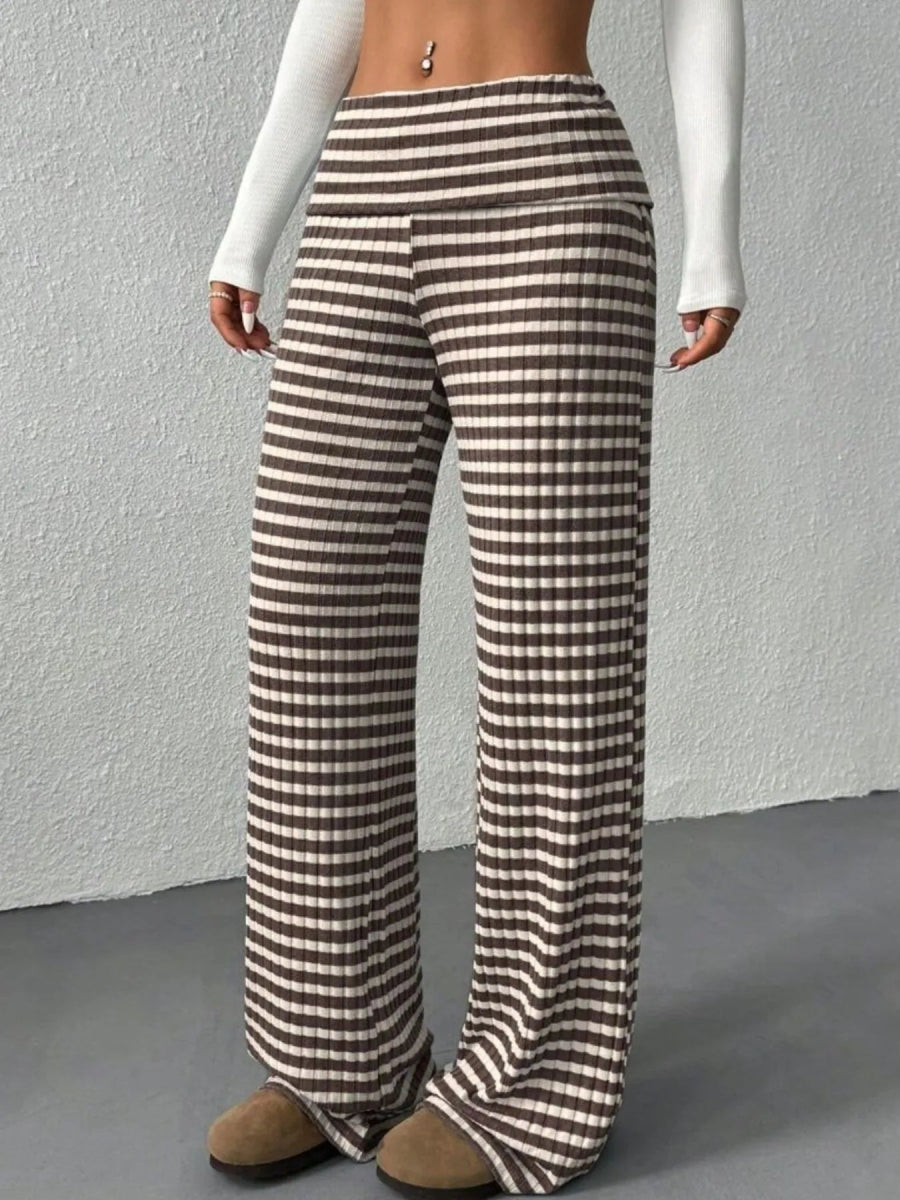Striped Wide Leg Pants - CELIVINE