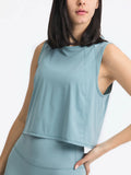 Round Neck Cropped Active Tank - CELIVINE