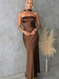 Satin Tube Maxi Dress - CELIVINE