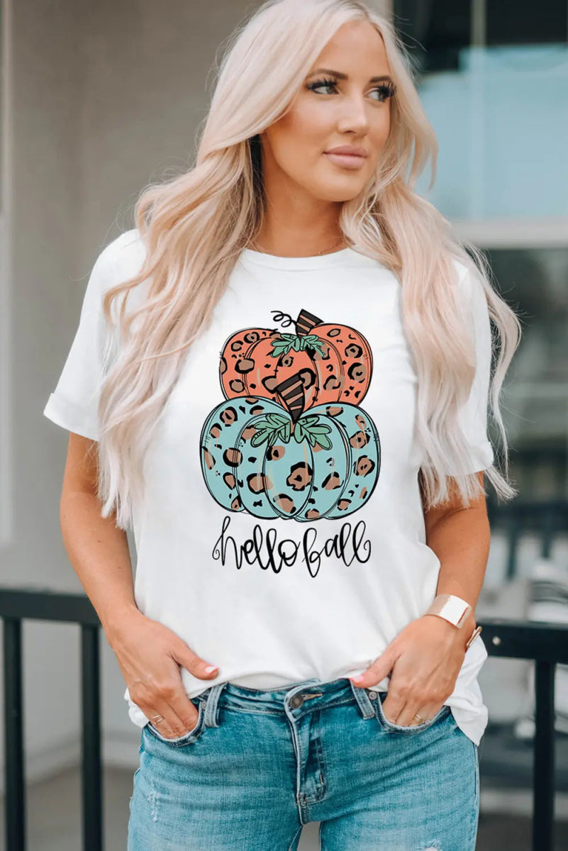 Pumpkin Graphic Short Sleeve T-Shirt - CELIVINE