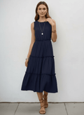 Frill Tiered Midi Dress - CELIVINE