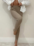 Ribbed Mid Waist Leggings - CELIVINE