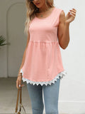 Lace Trim Sleeveless Babydoll Tank Top - CELIVINE