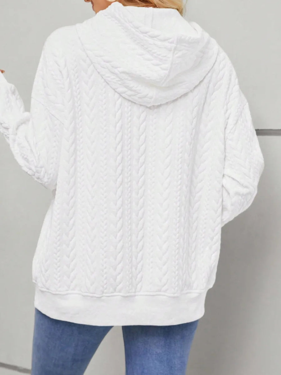 Drawstring Long Sleeve Hoodie with Pockets - CELIVINE