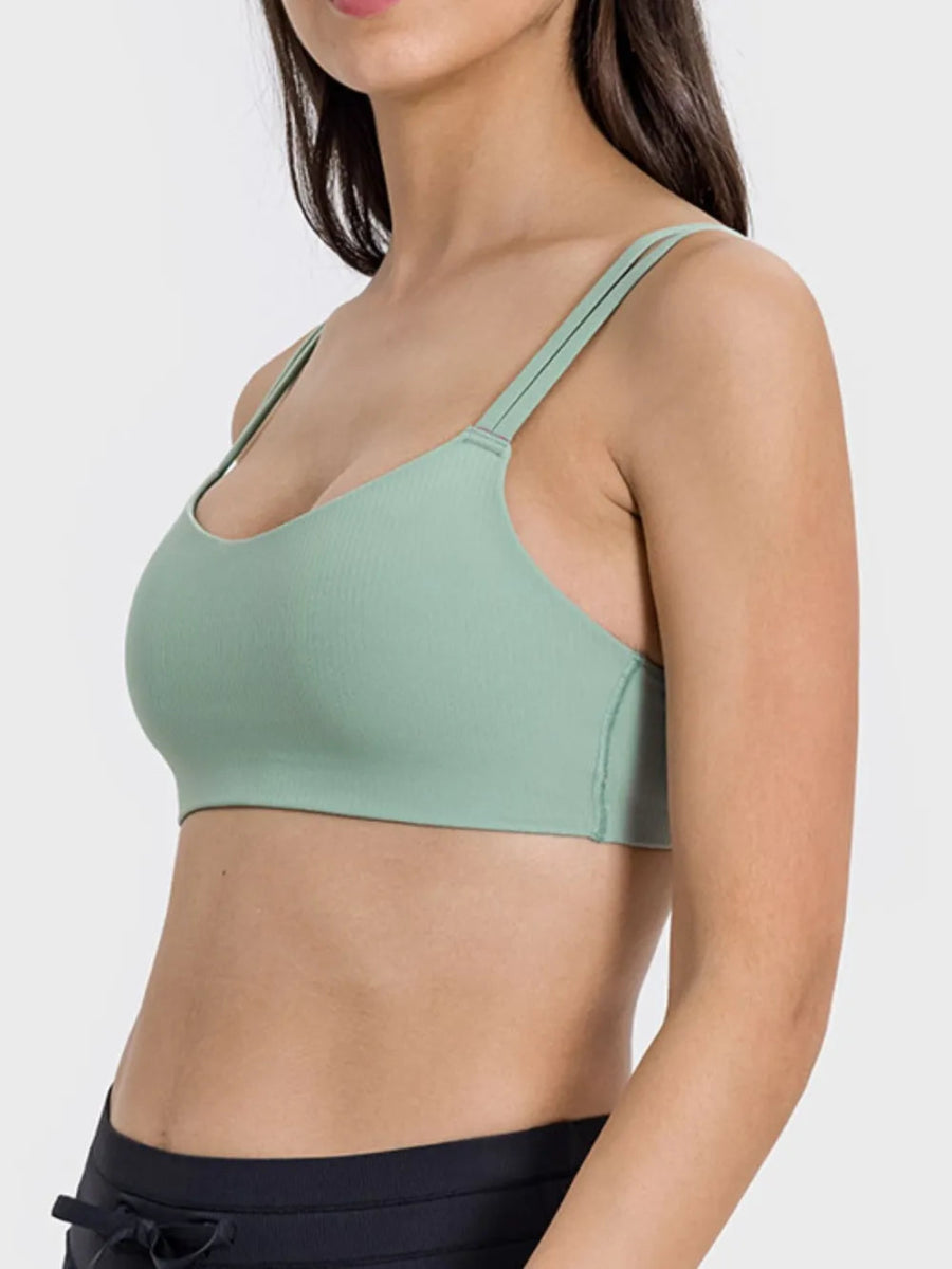 Scoop Neck Double Strap Active Cami - CELIVINE