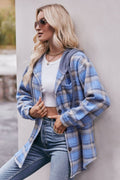 Mandy Plaid Dropped Shoulder Hooded Longline Jacket - CELIVINE