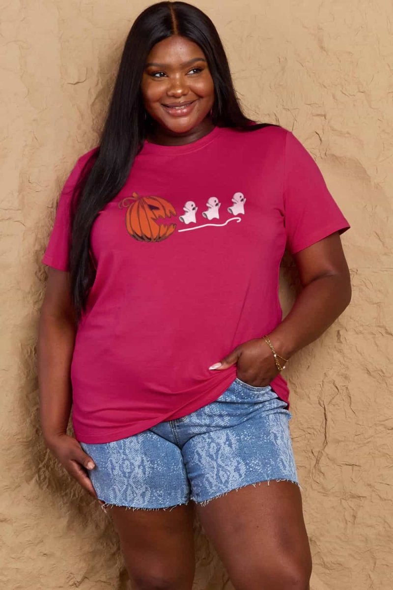 Simply Love Full Size Jack - O' - Lantern Graphic Cotton T-Shirt - CELIVINE