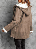 Full Size Cozy Sherpa Lined Toggle Coat with Hood Plus Size - CELIVINE