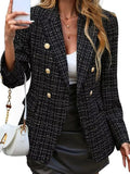Double - Breasted Lapel Collar Blazer - CELIVINE