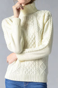 Cable - Knit Turtleneck Pullover Sweater - CELIVINE