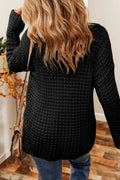 Openwork Round Neck Long Sleeve Sweater - CELIVINE