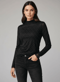 Rhinestone Embellished Mesh Long Sleeve Top - CELIVINE