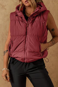 Drawstring Zip Up Hooded Vest Coat - CELIVINE