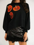Halloween Pumpkin Round Neck Sweatshirt - CELIVINE