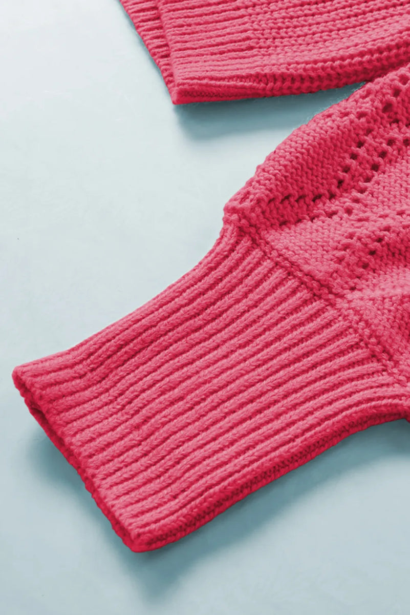 Openwork V - Neck Button Up Cardigan - CELIVINE