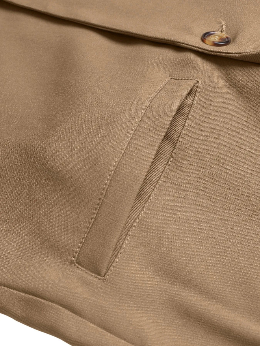 Lapel Collar Leopard Cuff Long Sleeve Blazer - CELIVINE