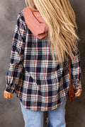 Plaid Drawstring Hooded Jacket with Pockets - CELIVINE
