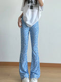 Floral Print Flare Leg Pants - CELIVINE