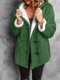 Full Size Cozy Sherpa Lined Toggle Coat with Hood Plus Size - CELIVINE