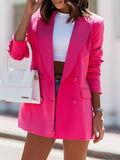 Double - Breasted Long Sleeve Blazer - CELIVINE