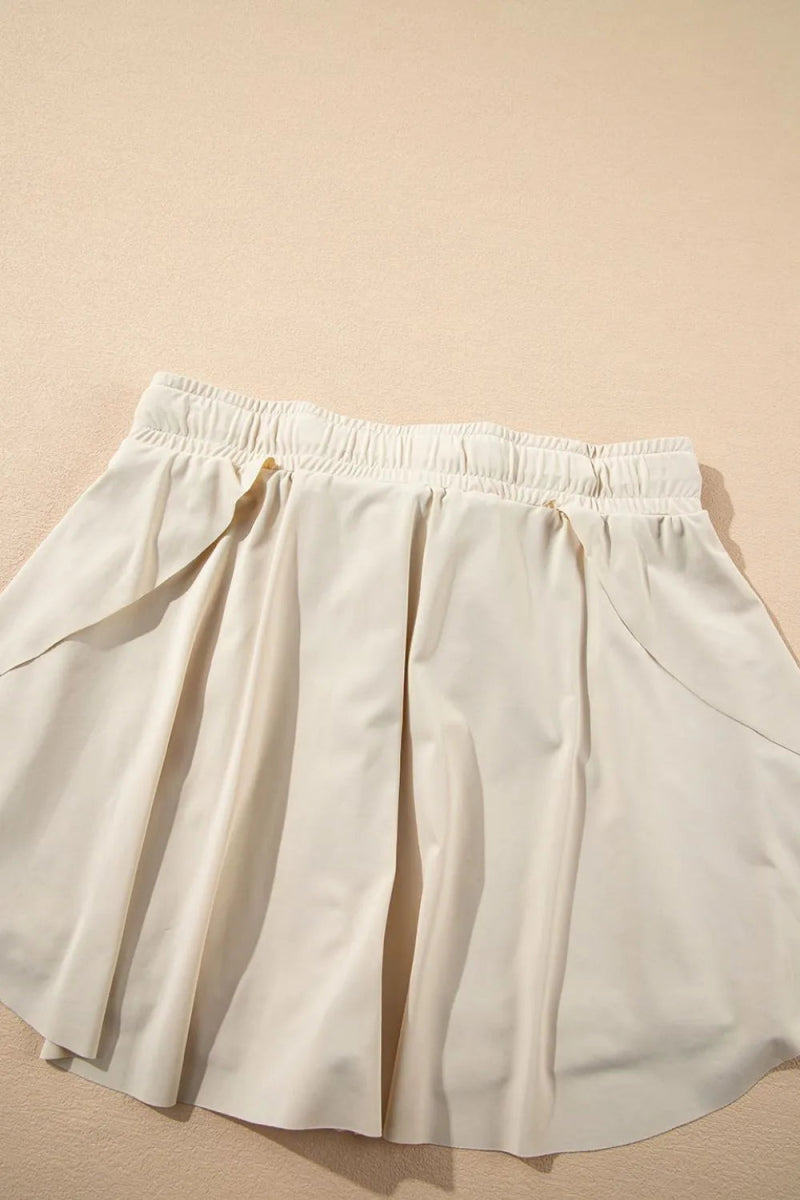 Drawstring High Waist Lined Active Skorts - CELIVINE