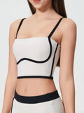 Contrast Trim Square Neck Active Cami with Detachable Chest Pads - CELIVINE