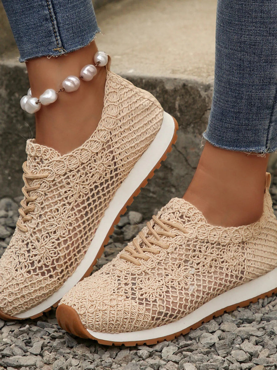 Breathable Mesh Lace - Up Sneakers - CELIVINE