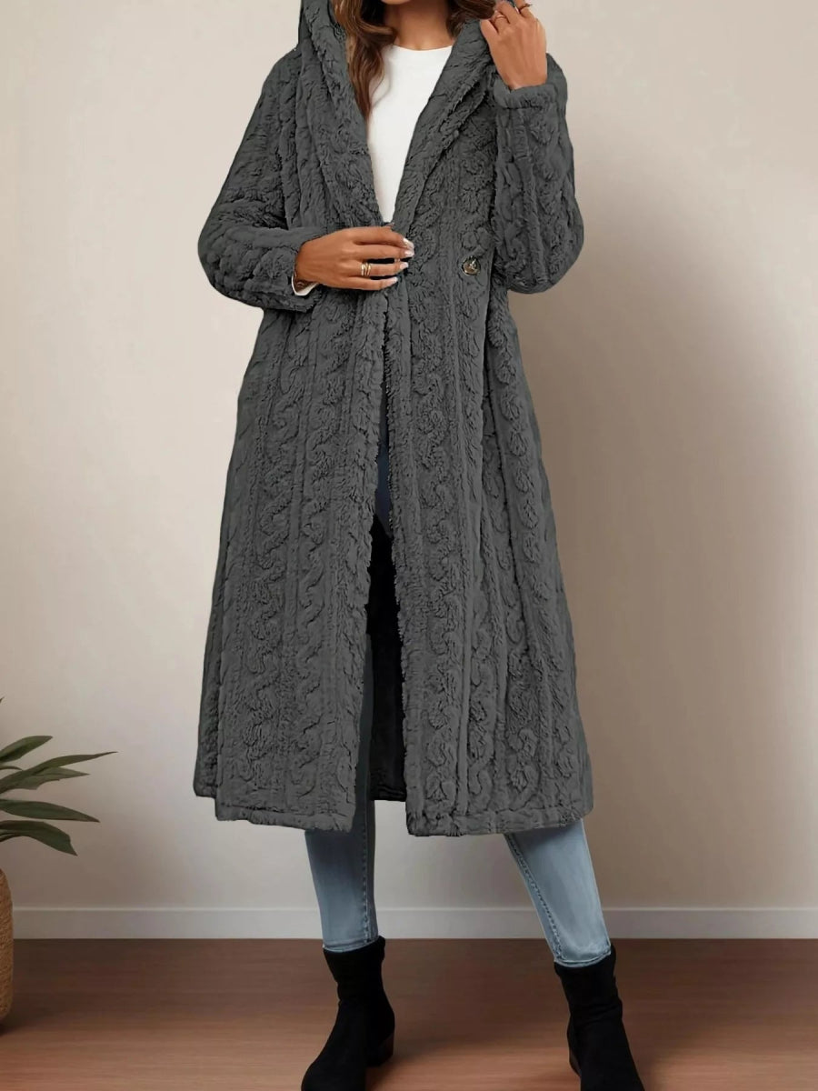 Sherpa Longline Hooded Coat - CELIVINE