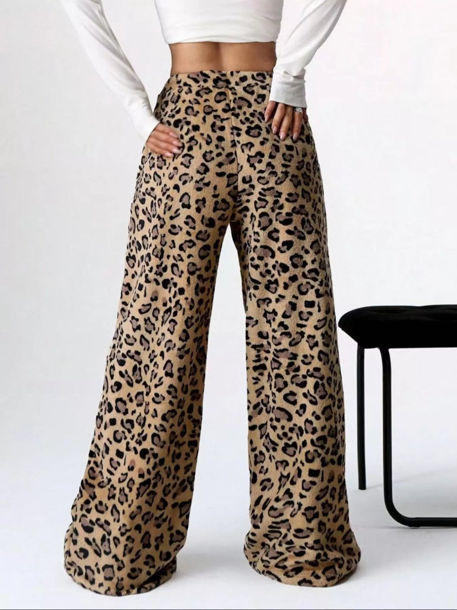 Leopard Wide Leg Pants - CELIVINE