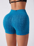 Ruched Leopard High Waist Active Shorts - CELIVINE