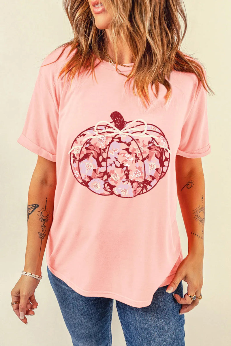 Pumpkin Graphic Round Neck Long Sleeve T-Shirt - CELIVINE