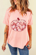 Pumpkin Graphic Round Neck Long Sleeve T-Shirt - CELIVINE