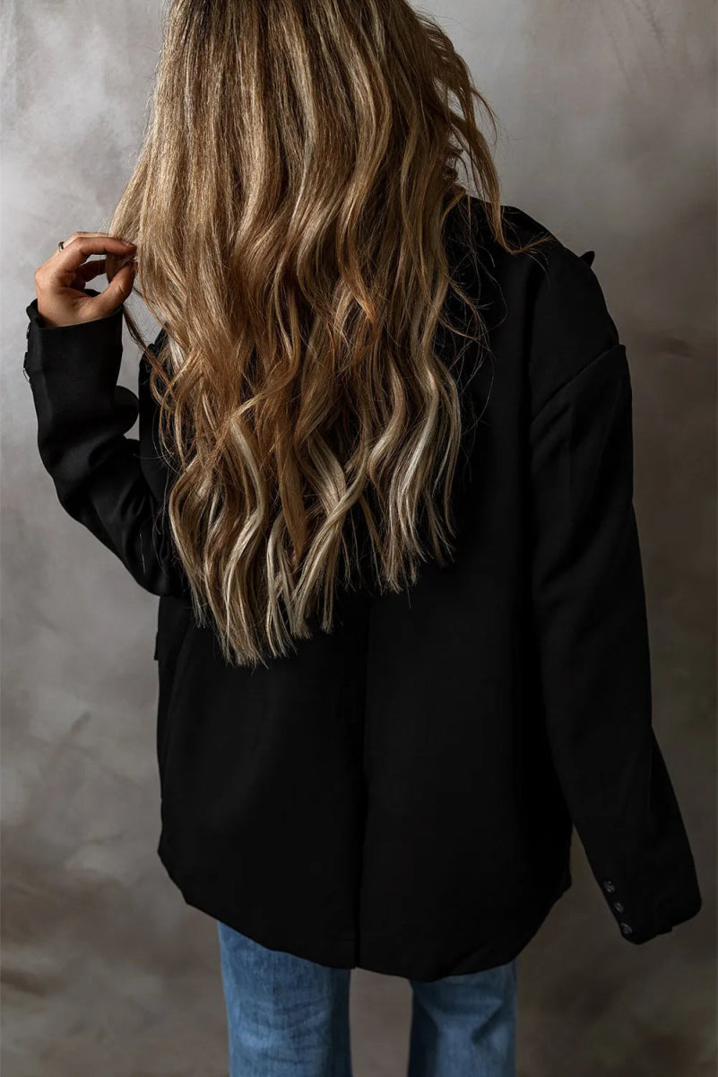 Button Up Long Sleeve Blazer - CELIVINE