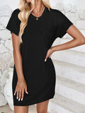 Round Neck Short Sleeve Mini Dress - CELIVINE