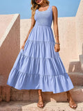Tiered Smocked Wide Strap Dress - CELIVINE