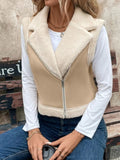 Zip Up Sherpa Vest Coat - CELIVINE