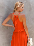 Ruffled Sleeveless Tiered Maxi Dress with Pockets - CELIVINE