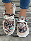 Geometric Lace - Up Round Toe Slip - Ons - CELIVINE