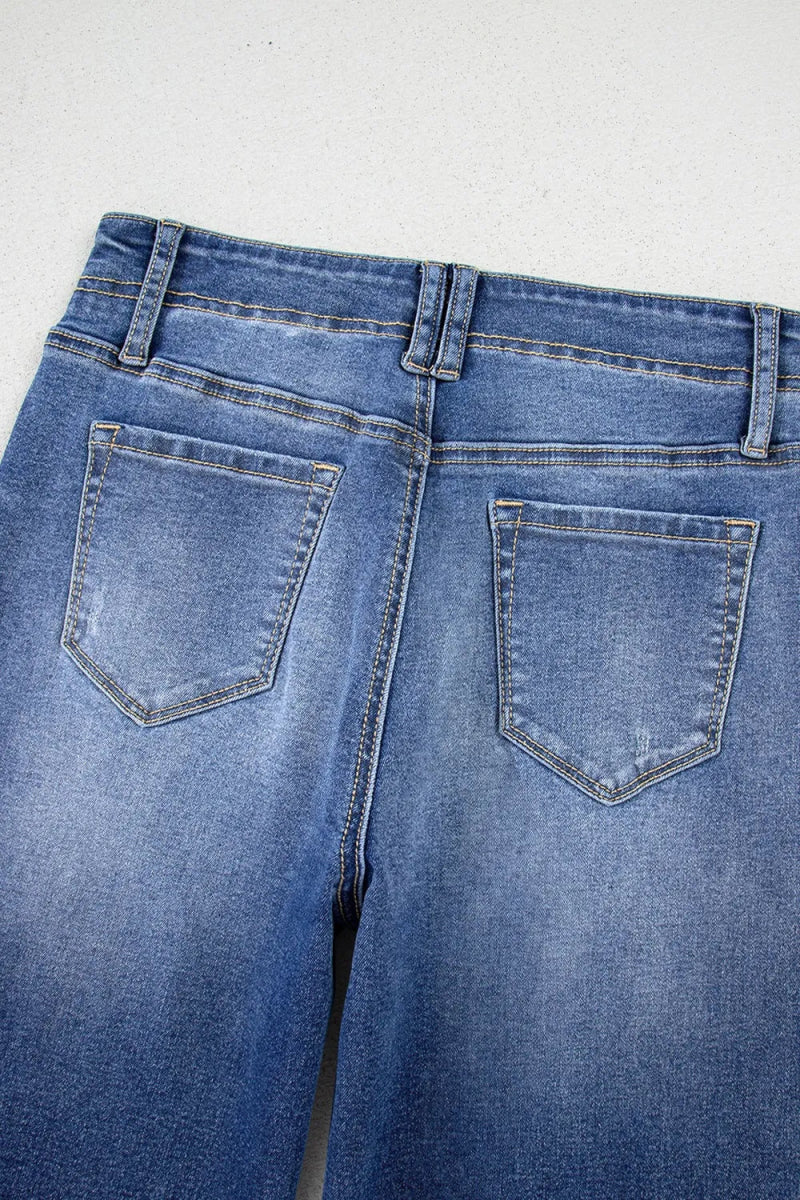 High - Waisted Wide - Leg Vintage Wash Jeans - CELIVINE