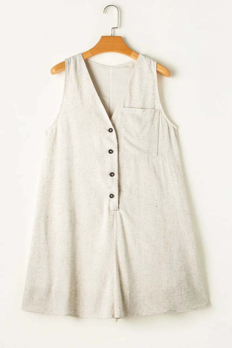V - Neck Sleeveless Romper - CELIVINE