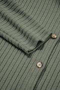 Ribbed Knit Button - Up Cardigan - CELIVINE