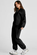 Quarter Zip Long Sleeve Top and Pants Set - CELIVINE
