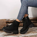 Round Toe Lace Up Platform Boots - CELIVINE