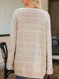 Textured Knit Open Front Cardigan with Pockets - CELIVINE