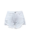 Raw Hem High Waist Denim Shorts - CELIVINE