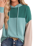 Drawstring Color Block Long Sleeve Hoodie - CELIVINE