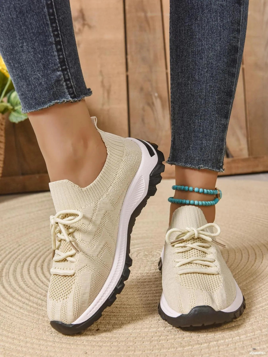 Mesh Knit Lace Up Athletic - CELIVINE