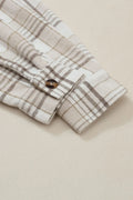 Plaid Removable Hood Button Up Shacket - CELIVINE