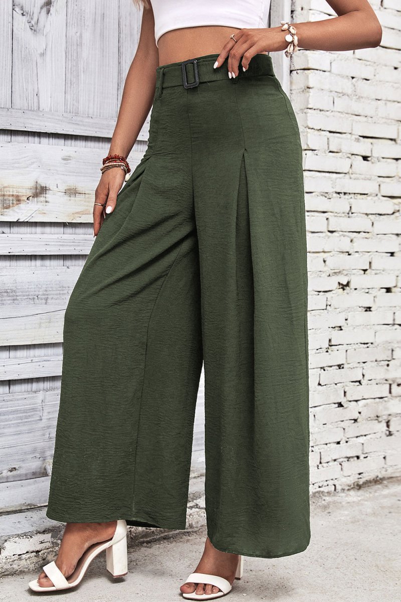 High Waisted Wide Leg Pants - CELIVINE